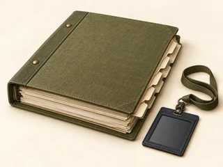 A personnel file in an open drawer