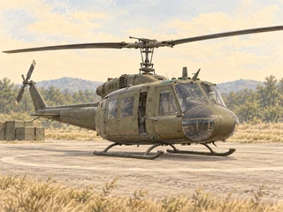 A helicopter rotor at idle
