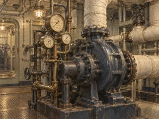 A ship's engine room gauge panel