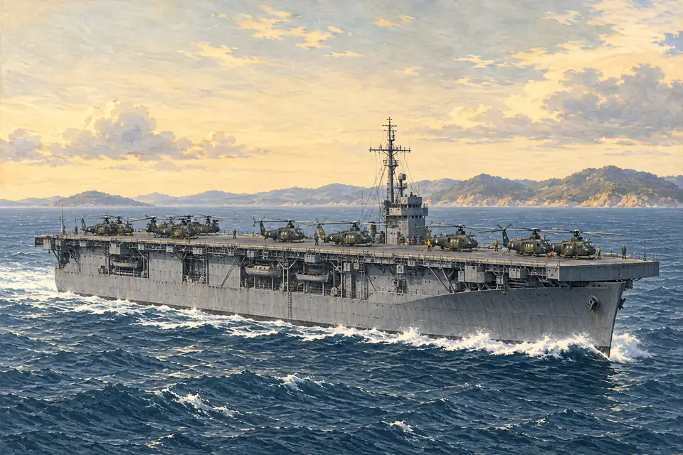 Illustration of an escort aircraft carrier.