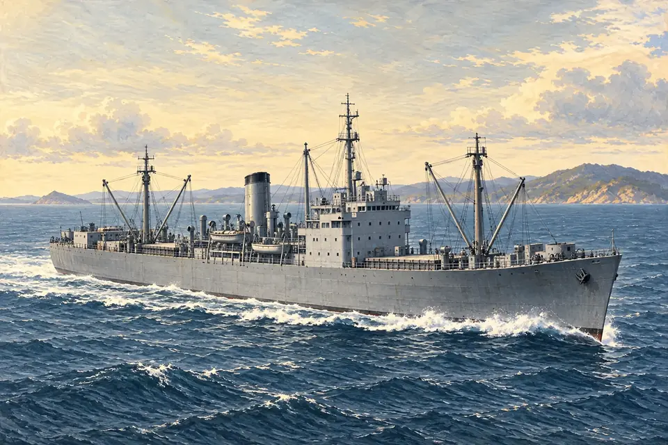 Illustration of a store ship.