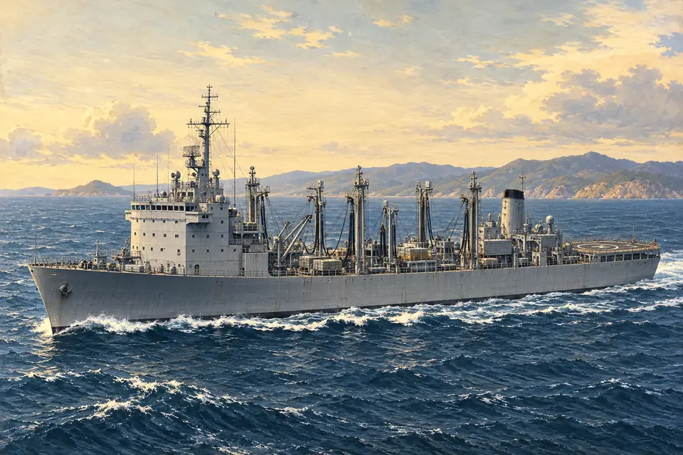 Illustration of a combat stores ship.