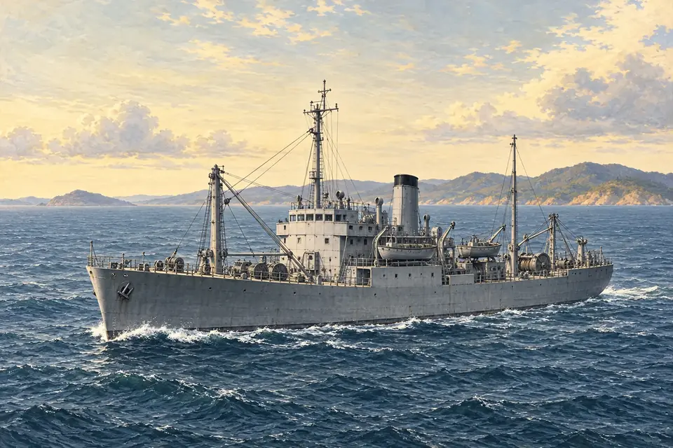 Illustration of a surveying ship.