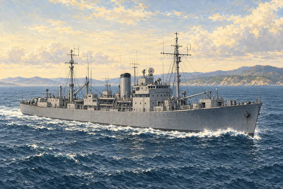 Illustration of a technical research ship.