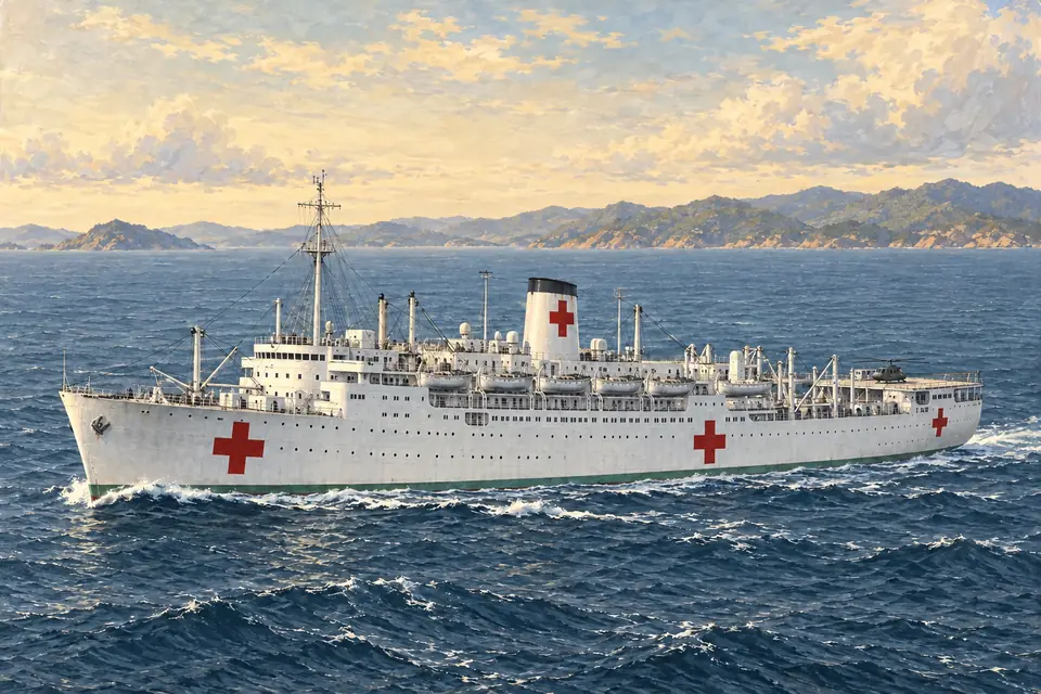 Illustration of a hospital ship.