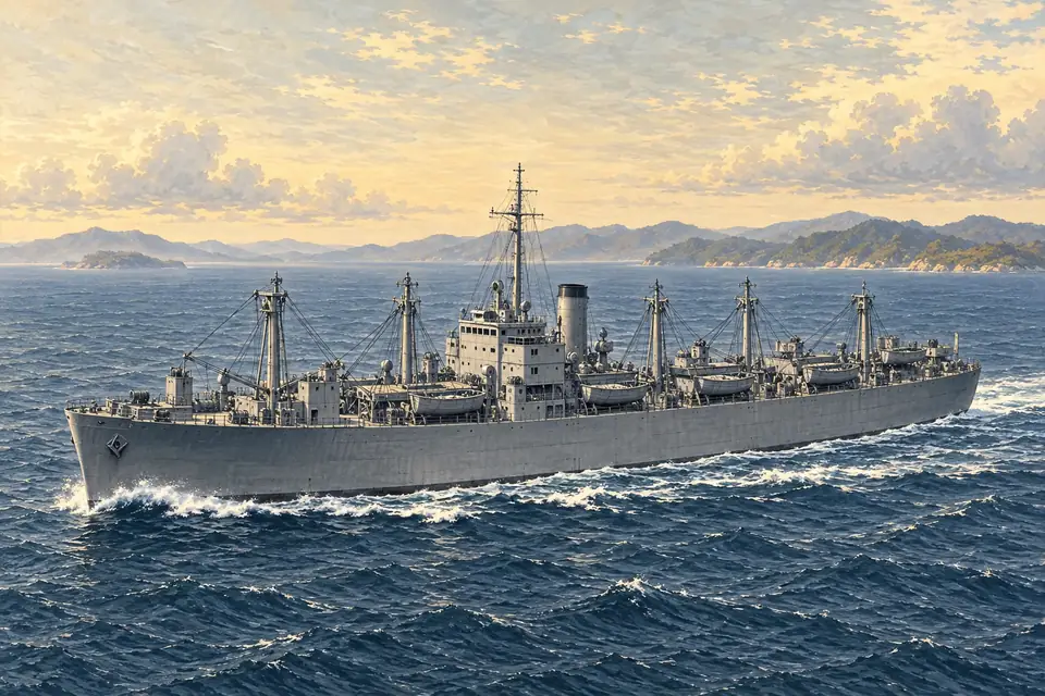 Illustration of an attack cargo ship.
