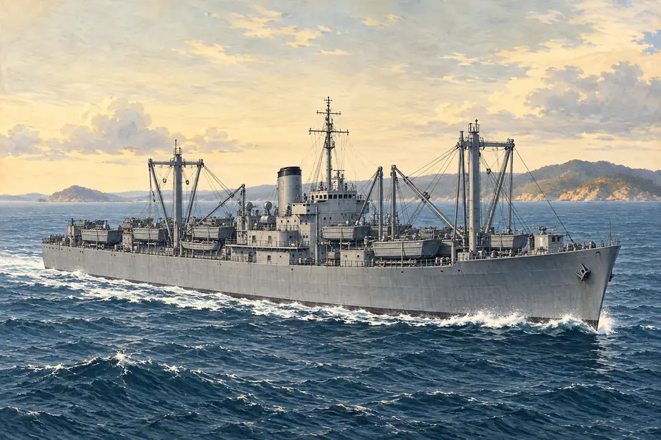 Illustration of an attack cargo ship / amphibious cargo ship.