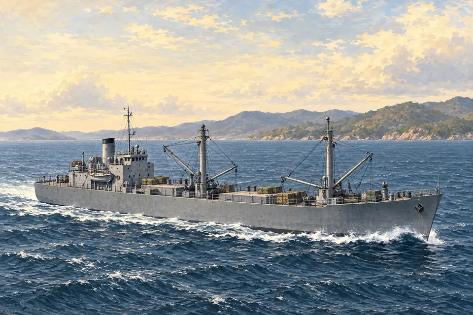 Illustration of a light cargo ship.