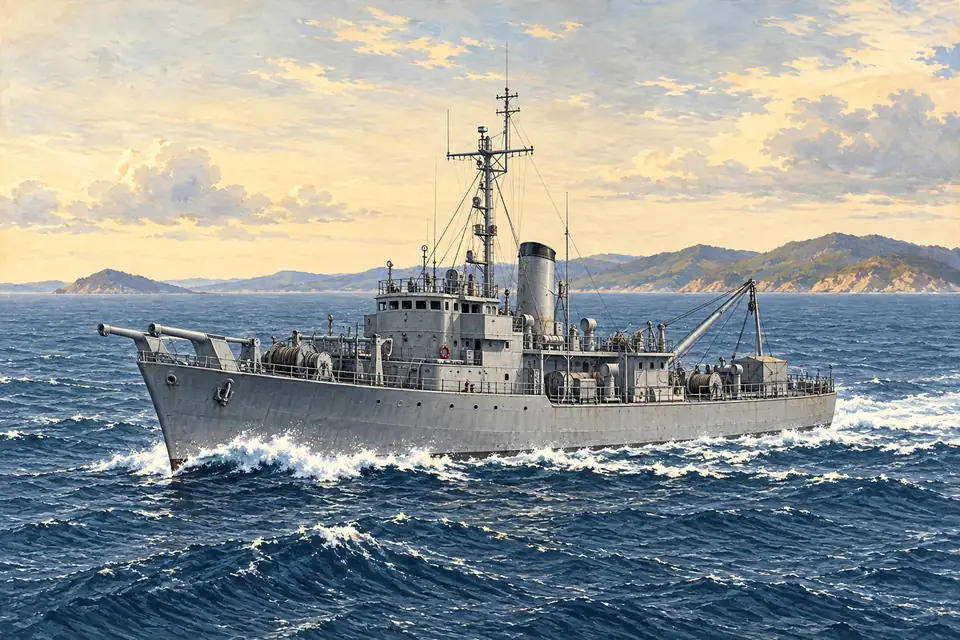 Illustration of a net laying ship.