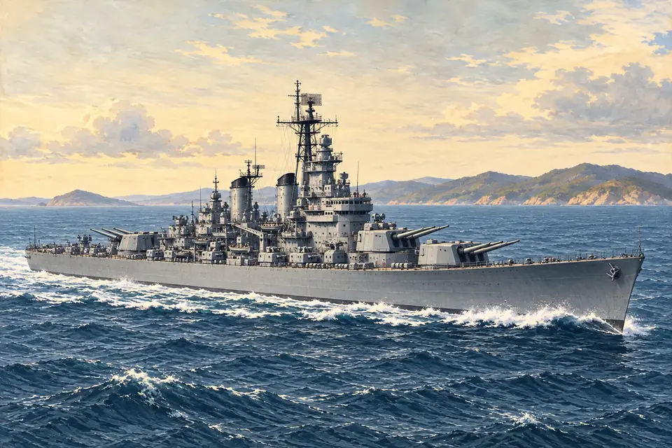 Illustration of a battleship.