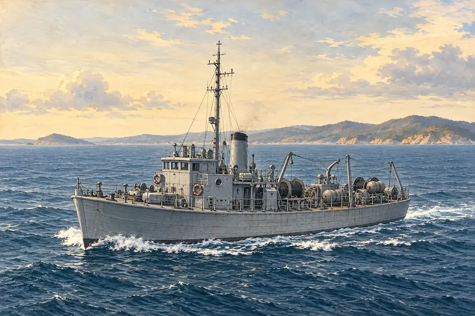 Illustration of a coastal minesweeper.
