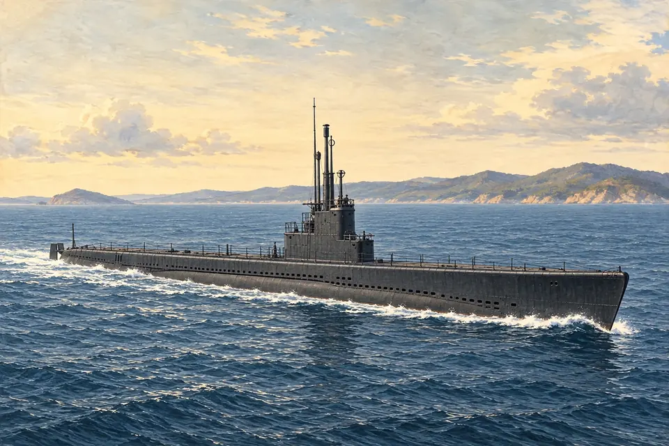 Illustration of a submarine.
