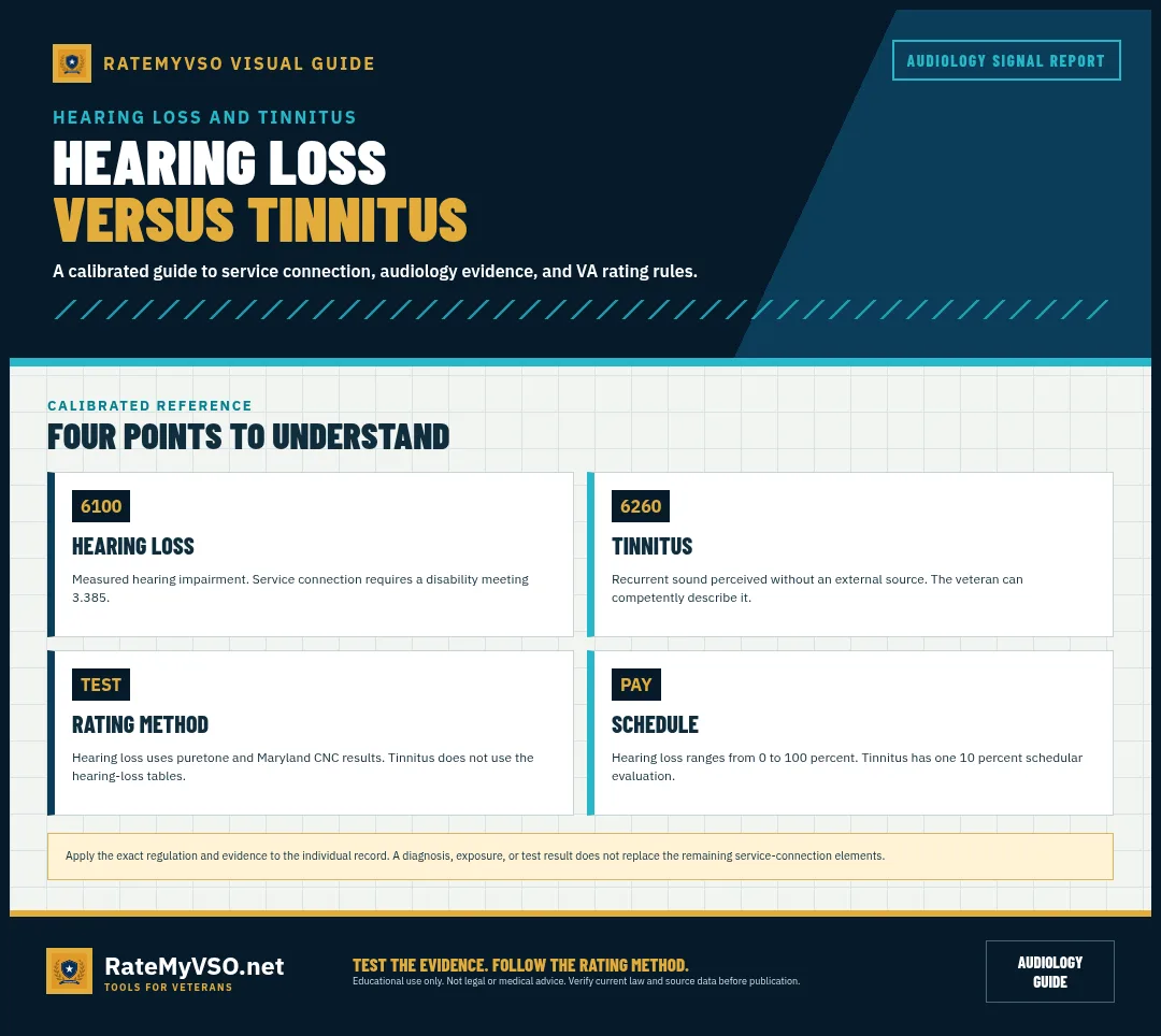 Comparison of DC 6100 hearing loss and DC 6260 tinnitus.