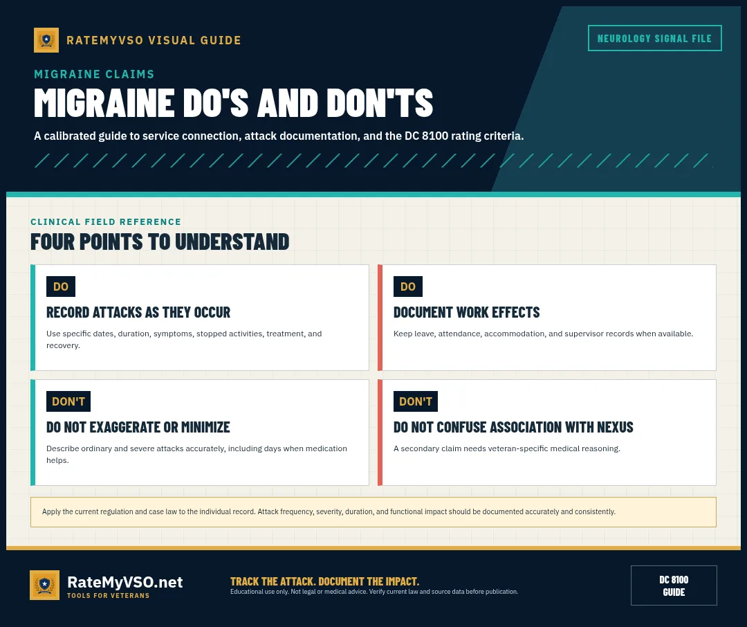 Four practical rules for logs, work records, accuracy, and medical nexus.
