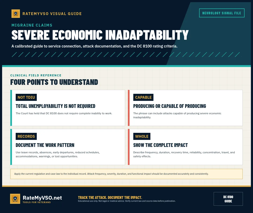 Work-impact guide explaining that total unemployability is not required.