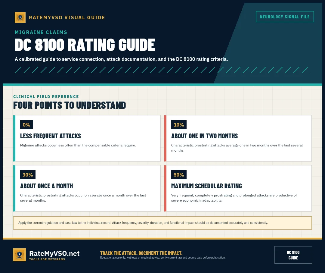 Migraine rating levels at 0, 10, 30, and 50 percent.