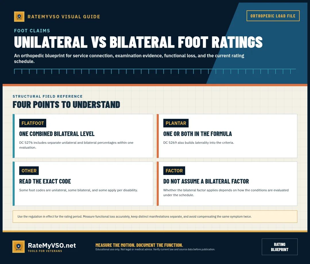 Laterality treatment under flatfoot, plantar fasciitis, and other codes.